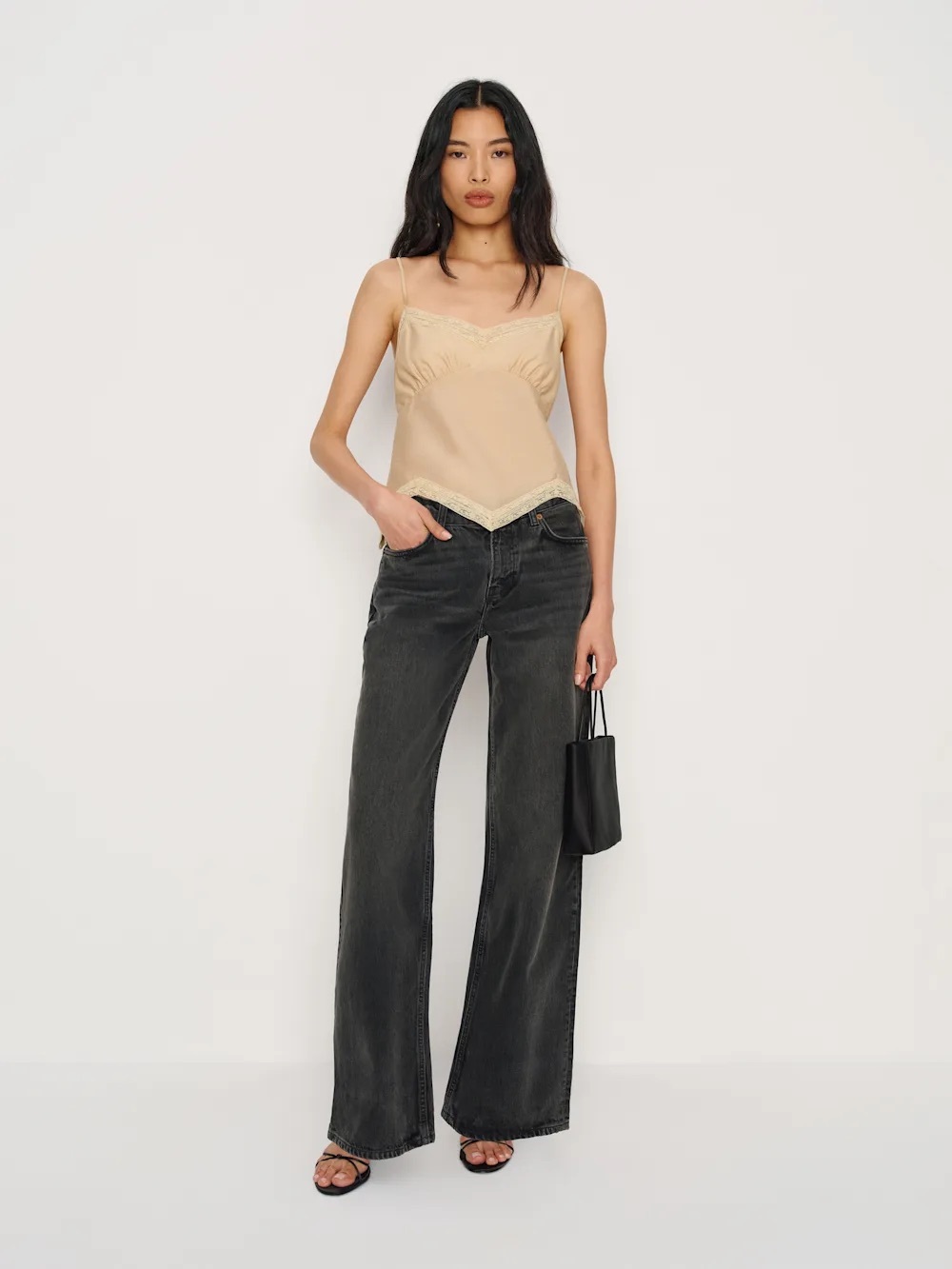 Reformation Black Wide-Leg High-Rise Jeans